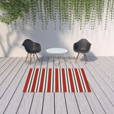 5' X 8' Red and Ivory Geometric Stain Resistant Indoor Outdoor Area Rug - Homeroots - Flyclothing LLC
