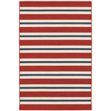 5' X 8' Red and Ivory Geometric Stain Resistant Indoor Outdoor Area Rug - Homeroots - Flyclothing LLC