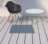 2' X 3' Blue and Ivory Floral Stain Resistant Indoor Outdoor Area Rug - Homeroots - Flyclothing LLC