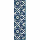 2' X 8' Blue and Ivory Floral Stain Resistant Indoor Outdoor Area Rug - Homeroots - Flyclothing LLC