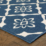 2' X 8' Blue and Ivory Floral Stain Resistant Indoor Outdoor Area Rug - Homeroots - Flyclothing LLC