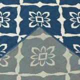 2' X 8' Blue and Ivory Floral Stain Resistant Indoor Outdoor Area Rug - Homeroots - Flyclothing LLC