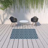 5' X 8' Blue and Ivory Floral Stain Resistant Indoor Outdoor Area Rug - Homeroots - Flyclothing LLC