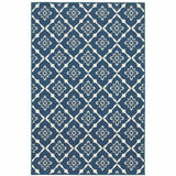 8' X 11' Blue and Ivory Floral Stain Resistant Indoor Outdoor Area Rug - Homeroots - Flyclothing LLC