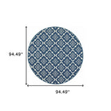 8' X 8' Blue and Ivory Round Floral Stain Resistant Indoor Outdoor Area Rug - Homeroots - Flyclothing LLC