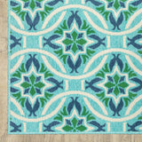 2' X 8' Blue and Green Geometric Stain Resistant Indoor Outdoor Area Rug - Homeroots - Flyclothing LLC