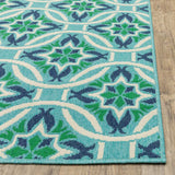2' X 8' Blue and Green Geometric Stain Resistant Indoor Outdoor Area Rug - Homeroots - Flyclothing LLC