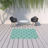 5' X 8' Blue and Green Geometric Stain Resistant Indoor Outdoor Area Rug - Homeroots - Flyclothing LLC