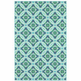 7' X 10' Blue and Green Geometric Stain Resistant Indoor Outdoor Area Rug - Homeroots - Flyclothing LLC