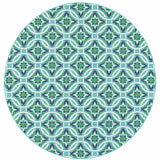 8' X 8' Blue and Green Round Geometric Stain Resistant Indoor Outdoor Area Rug - Homeroots - Flyclothing LLC