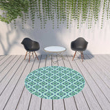 8' X 8' Blue and Green Round Geometric Stain Resistant Indoor Outdoor Area Rug - Homeroots - Flyclothing LLC