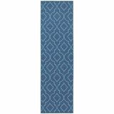 2' X 8' Blue Geometric Stain Resistant Indoor Outdoor Area Rug - Homeroots - Flyclothing LLC