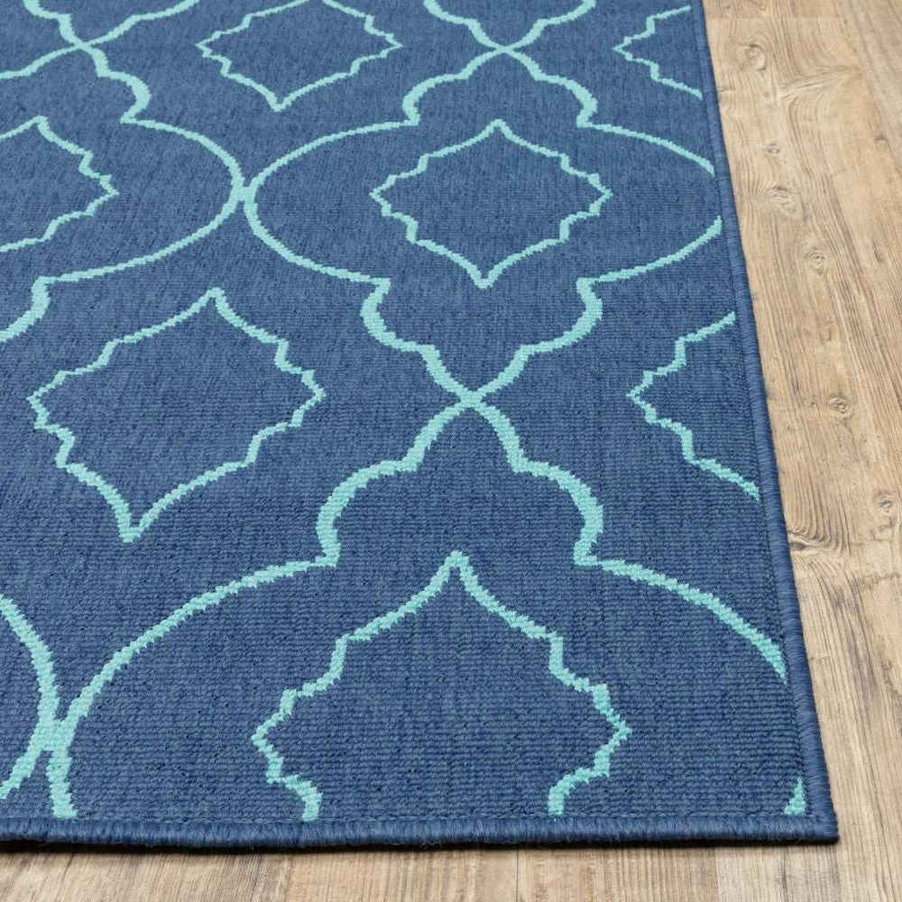 2' X 8' Blue Geometric Stain Resistant Indoor Outdoor Area Rug - Homeroots - Flyclothing LLC