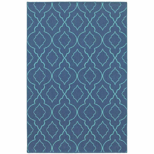 4' X 6' Blue Geometric Stain Resistant Indoor Outdoor Area Rug - Homeroots - Flyclothing LLC