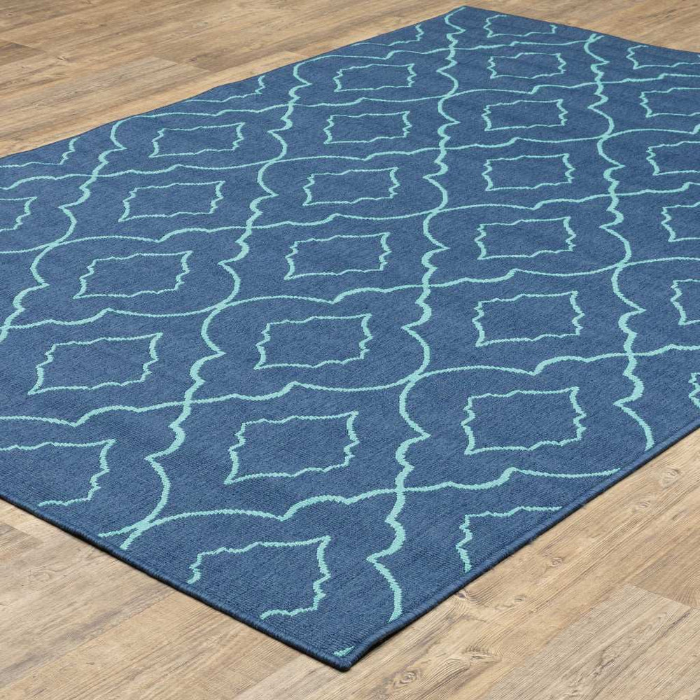 4' X 6' Blue Geometric Stain Resistant Indoor Outdoor Area Rug - Homeroots - Flyclothing LLC