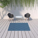 5' X 8' Blue Geometric Stain Resistant Indoor Outdoor Area Rug - Homeroots - Flyclothing LLC