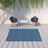 7' X 10' Blue Geometric Stain Resistant Indoor Outdoor Area Rug - Homeroots - Flyclothing LLC