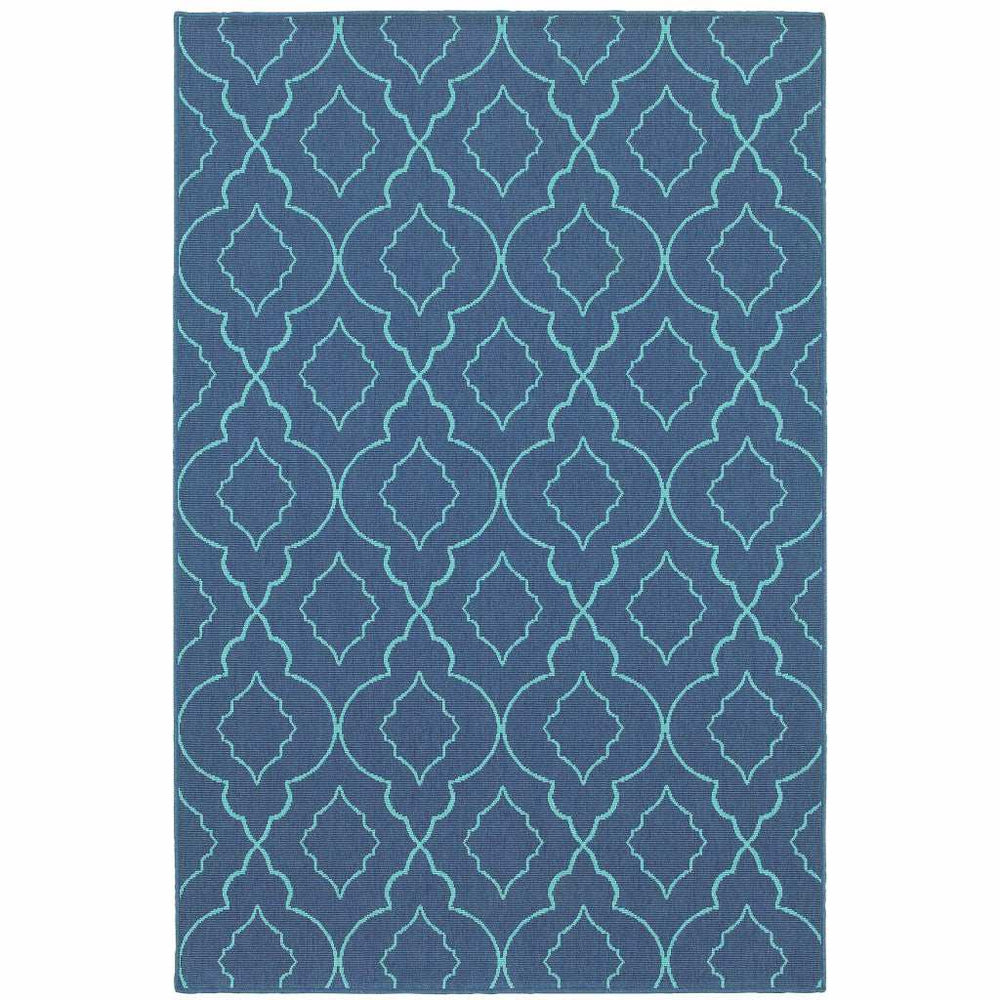 7' X 10' Blue Geometric Stain Resistant Indoor Outdoor Area Rug - Homeroots - Flyclothing LLC