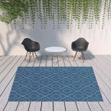 8' X 11' Blue Geometric Stain Resistant Indoor Outdoor Area Rug - Homeroots - Flyclothing LLC