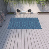 9' X 13' Blue Geometric Stain Resistant Indoor Outdoor Area Rug - Homeroots - Flyclothing LLC