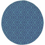 8' X 8' Blue Round Geometric Stain Resistant Indoor Outdoor Area Rug - Homeroots - Flyclothing LLC
