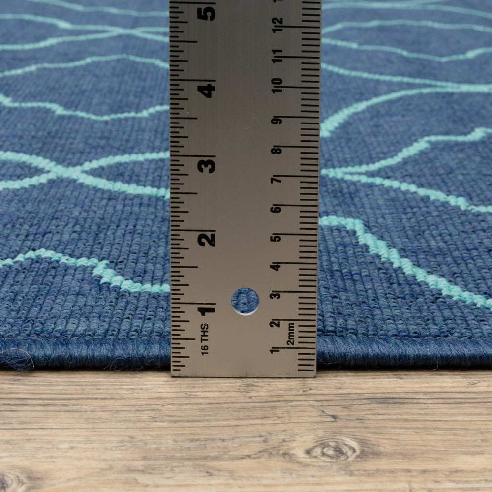 8' X 8' Blue Round Geometric Stain Resistant Indoor Outdoor Area Rug - Homeroots - Flyclothing LLC