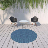 8' X 8' Blue Round Geometric Stain Resistant Indoor Outdoor Area Rug - Homeroots - Flyclothing LLC