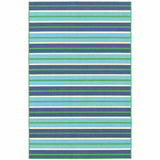 9' X 13' Blue and Green Geometric Stain Resistant Indoor Outdoor Area Rug - Homeroots - Flyclothing LLC