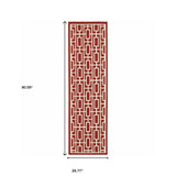 2' X 8' Red and Ivory Geometric Stain Resistant Indoor Outdoor Area Rug - Homeroots - Flyclothing LLC