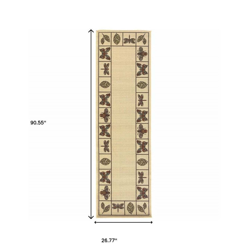 2' X 8' Brown and Ivory Abstract Stain Resistant Indoor Outdoor Area Rug - Homeroots - Flyclothing LLC