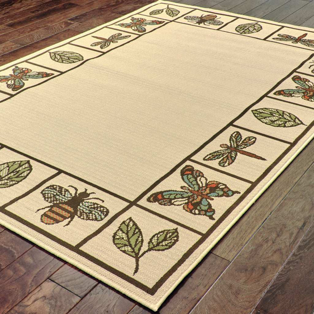 4' X 6' Brown and Ivory Abstract Stain Resistant Indoor Outdoor Area Rug - Homeroots - Flyclothing LLC