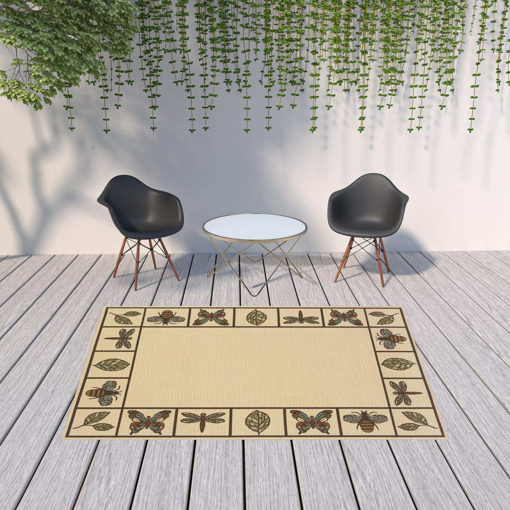 7' X 10' Brown and Ivory Abstract Stain Resistant Indoor Outdoor Area Rug - Homeroots - Flyclothing LLC