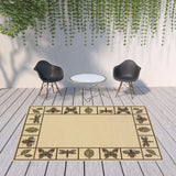 8' X 11' Brown and Ivory Abstract Stain Resistant Indoor Outdoor Area Rug - Homeroots - Flyclothing LLC