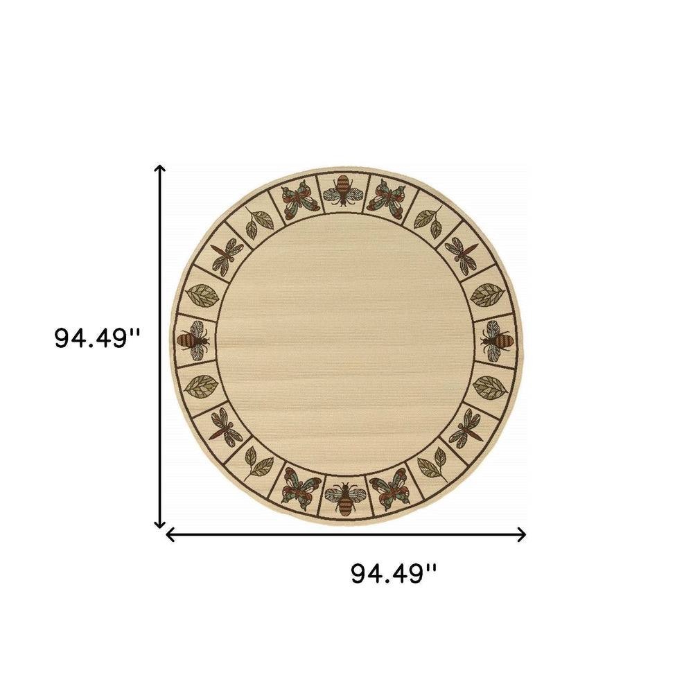 8' X 8' Brown and Ivory Round Abstract Stain Resistant Indoor Outdoor Area Rug - Homeroots - Flyclothing LLC