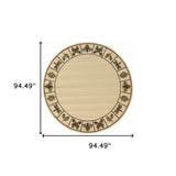 8' X 8' Brown and Ivory Round Abstract Stain Resistant Indoor Outdoor Area Rug - Homeroots - Flyclothing LLC