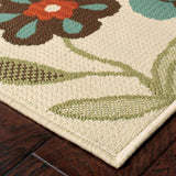 7' X 10' Brown and Ivory Floral Stain Resistant Indoor Outdoor Area Rug - Homeroots - Flyclothing LLC