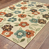 7' X 10' Brown and Ivory Floral Stain Resistant Indoor Outdoor Area Rug - Homeroots - Flyclothing LLC