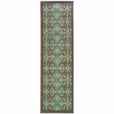 2' X 8' Blue Oriental Stain Resistant Indoor Outdoor Area Rug - Homeroots - Flyclothing LLC