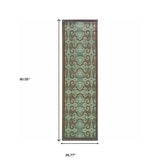 2' X 8' Blue Oriental Stain Resistant Indoor Outdoor Area Rug - Homeroots - Flyclothing LLC