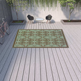 9' X 13' Blue Oriental Stain Resistant Indoor Outdoor Area Rug - Homeroots - Flyclothing LLC