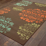2' X 4' Brown Floral Stain Resistant Indoor Outdoor Area Rug - Homeroots - Flyclothing LLC