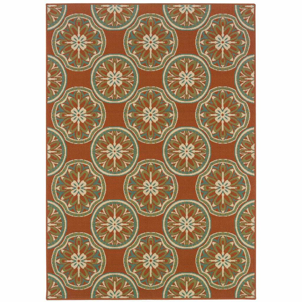 2' X 4' Brown and Ivory Floral Stain Resistant Indoor Outdoor Area Rug - Homeroots - Flyclothing LLC