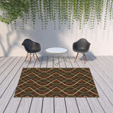 7' X 10' Brown and Ivory Geometric Stain Resistant Indoor Outdoor Area Rug - Homeroots - Flyclothing LLC
