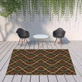 8' X 11' Brown and Ivory Geometric Stain Resistant Indoor Outdoor Area Rug - Homeroots - Flyclothing LLC