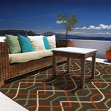9' X 13' Brown and Ivory Geometric Stain Resistant Indoor Outdoor Area Rug - Homeroots - Flyclothing LLC
