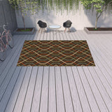 9' X 13' Brown and Ivory Geometric Stain Resistant Indoor Outdoor Area Rug - Homeroots - Flyclothing LLC
