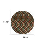 8' X 8' Brown and Ivory Round Geometric Stain Resistant Indoor Outdoor Area Rug - Homeroots - Flyclothing LLC