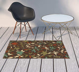 2' X 4' Brown Floral Stain Resistant Indoor Outdoor Area Rug - Homeroots - Flyclothing LLC