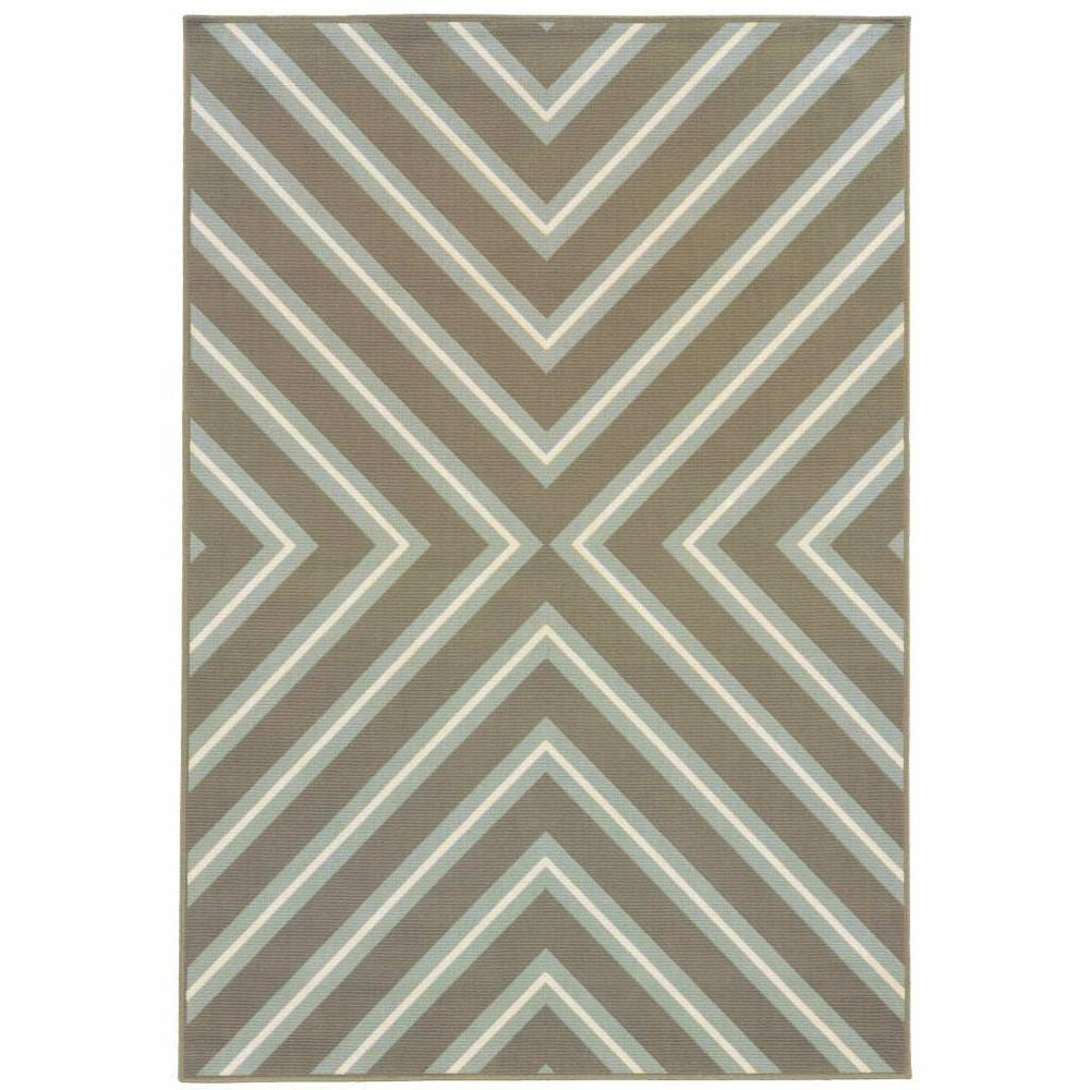 9' X 13' Blue and Gray Geometric Stain Resistant Indoor Outdoor Area Rug - Homeroots - Flyclothing LLC