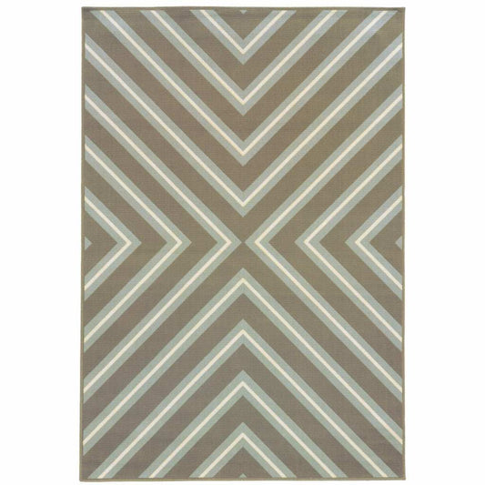 9' X 13' Blue and Gray Geometric Stain Resistant Indoor Outdoor Area Rug - Homeroots - Flyclothing LLC